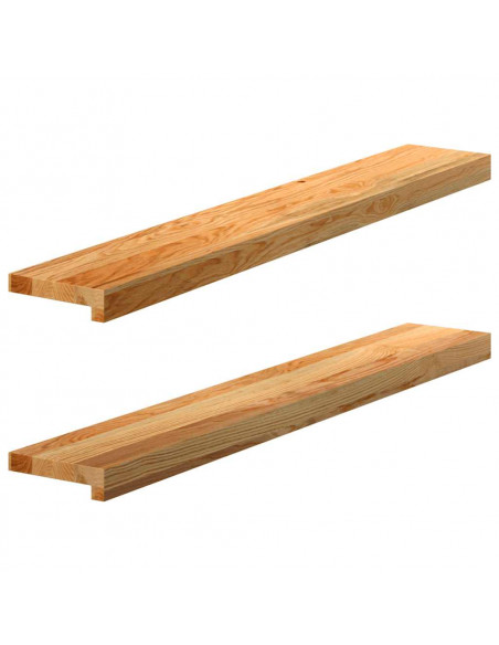 Davanzali 2 pz Marrone Chiaro 100x15x2 cm Legno Massello Rovere
