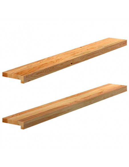 Davanzali 2 pz Marrone Chiaro 120x15x2 cm Legno Massello Rovere