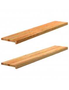 Davanzali 2 pz Marrone Chiaro 140x25x2cm Legno Massello Rovere 2