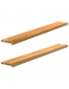 Davanzali 2 pz Marrone Chiaro 160x20x2cm Legno Massello Rovere 2