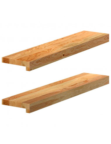 Davanzali 2 pz Marrone Chiaro 70x15x2 cm Legno Massello Rovere