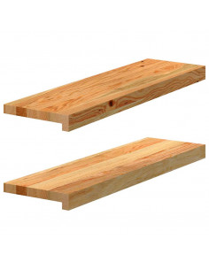 Davanzali 2 pz Marrone Chiaro 70x20x2 cm Legno Massello Rovere 2