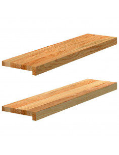 Davanzali 2 pz Marrone Chiaro 80x20x2 cm Legno Massello Rovere 2