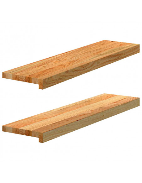 Davanzali 2 pz Marrone Chiaro 80x20x2 cm Legno Massello Rovere
