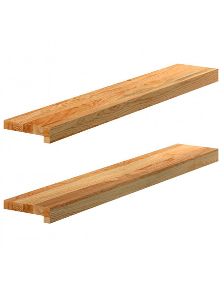 Davanzali 2 pz Marrone Chiaro 90x15x2 cm Legno Massello Rovere