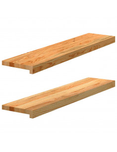 Davanzali 2 pz Marrone Chiaro 90x20x2 cm Legno Massello Rovere 2