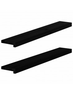 Davanzali 2 pz Marrone Scuro 100x15x2 cm Legno Massello Rovere 2