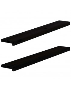 Davanzali 2 pz Marrone Scuro 110x15x2 cm Legno Massello Rovere 2