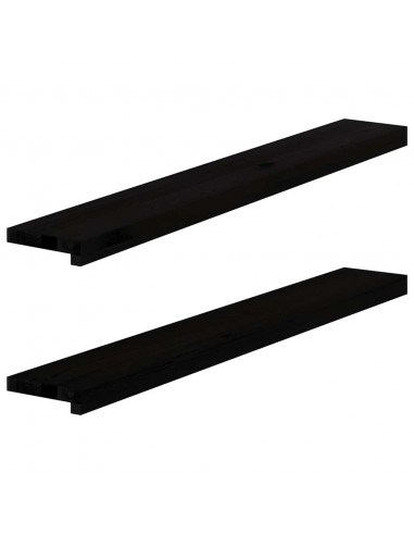 Davanzali 2 pz Marrone Scuro 110x15x2 cm Legno Massello Rovere