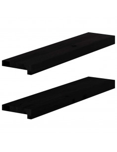 Davanzali 2 pz Marrone Scuro 70x15x2 cm Legno Massello Rovere 2