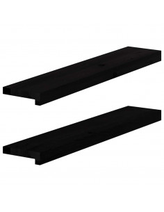 Davanzali 2 pz Marrone Scuro 80x15x2 cm Legno Massello Rovere 2