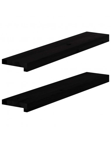 Davanzali 2 pz Marrone Scuro 80x15x2 cm Legno Massello Rovere