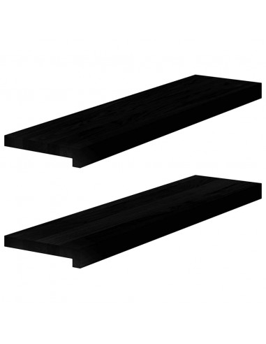 Davanzali 2 pz Marrone Scuro 80x20x2 cm Legno Massello Rovere