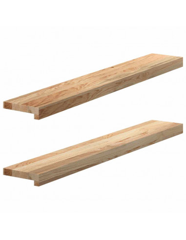 Davanzali 2 pz Non Trattati 100x15x2cm Legno Massello di Rovere