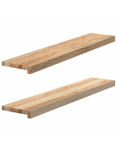 Davanzali 2 pz Non Trattati 100x20x2cm Legno Massello di Rovere
