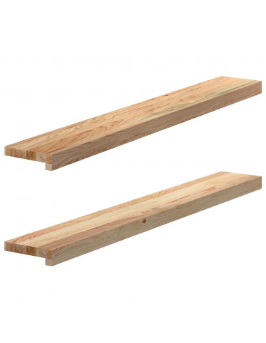Davanzali 2 pz Non Trattati 110x15x2cm Legno Massello di Rovere
