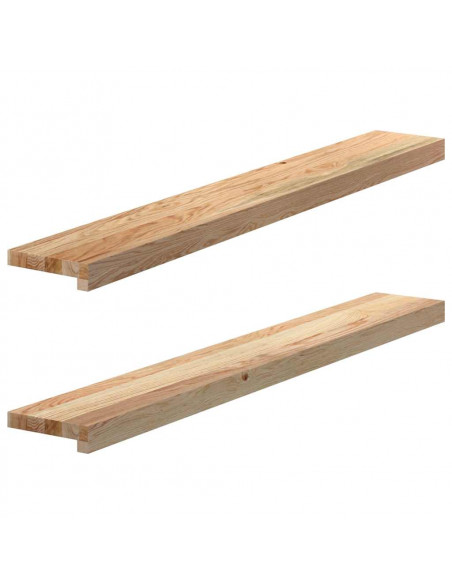 Davanzali 2 pz Non Trattati 110x15x2cm Legno Massello di Rovere