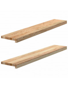 Davanzali 2 pz Non Trattati 110x20x2cm Legno Massello di Rovere 2