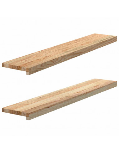 Davanzali 2 pz Non Trattati 110x20x2cm Legno Massello di Rovere