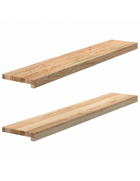 Davanzali 2 pz Non Trattati 110x20x2cm Legno Massello di Rovere