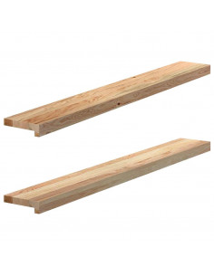 Davanzali 2 pz Non Trattati 120x15x2cm Legno Massello di Rovere 2