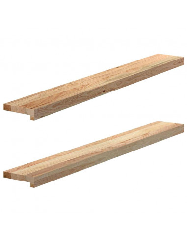 Davanzali 2 pz Non Trattati 120x15x2cm Legno Massello di Rovere