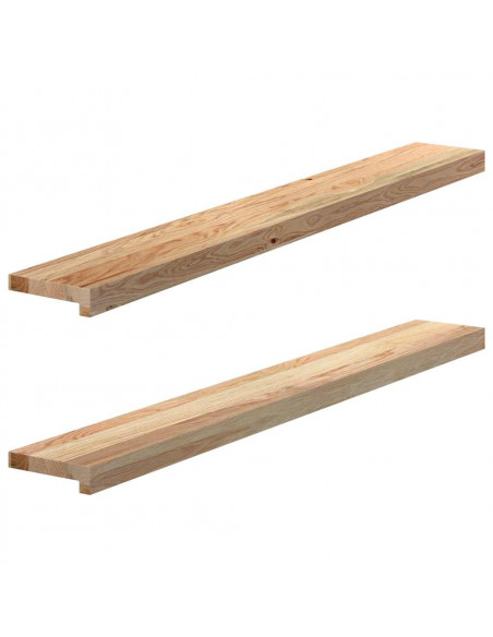 Davanzali 2 pz Non Trattati 120x15x2cm Legno Massello di Rovere