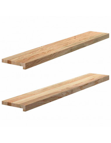Davanzali 2 pz Non Trattati 120x20x2cm Legno Massello di Rovere