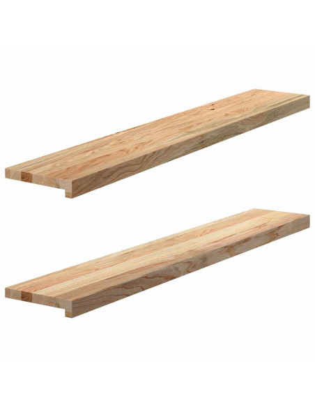 Davanzali 2 pz Non Trattati 120x20x2cm Legno Massello di Rovere