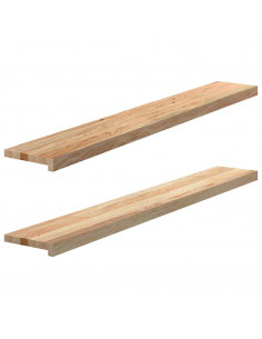 Davanzali 2 pz Non Trattati 140x20x2cm Legno Massello di Rovere 2