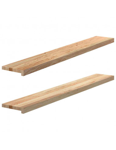 Davanzali 2 pz Non Trattati 140x20x2cm Legno Massello di Rovere