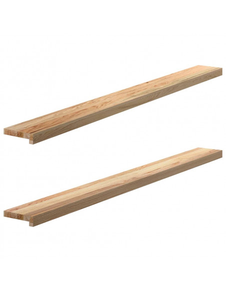 Davanzali 2 pz Non Trattati 160x15x2cm Legno Massello di Rovere
