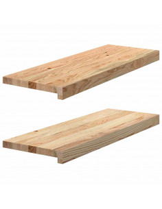 Davanzali 2 pz Non Trattati 70x25x2 cm Legno Massello di Rovere 2