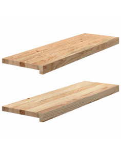 Davanzali 2 pz Non Trattati 80x25x2 cm Legno Massello di Rovere 2