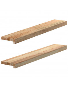 Davanzali 2 pz Non Trattati 90x15x2 cm Legno Massello di Rovere 2