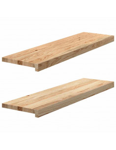Davanzali 2 pz Non Trattati 90x25x2 cm Legno Massello di Rovere 2