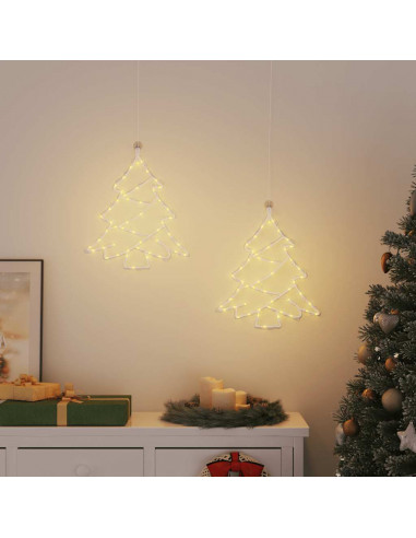 Luci di Natale Albero di Silhouette 2 pz 50 LED Bianco Caldo