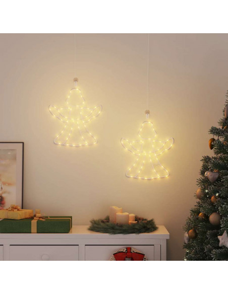 Luci di Natale Angelo Silhouette 2 pz 50 LED Bianco Caldo