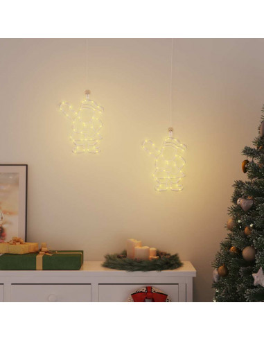 Luci di Natale Babbo Natale 2 pz 35 LED Bianco Caldo