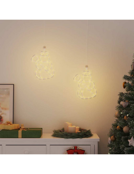 Luci di Natale Pupazzo Neve Silhouette 2 pz 35 LED Bianco Caldo