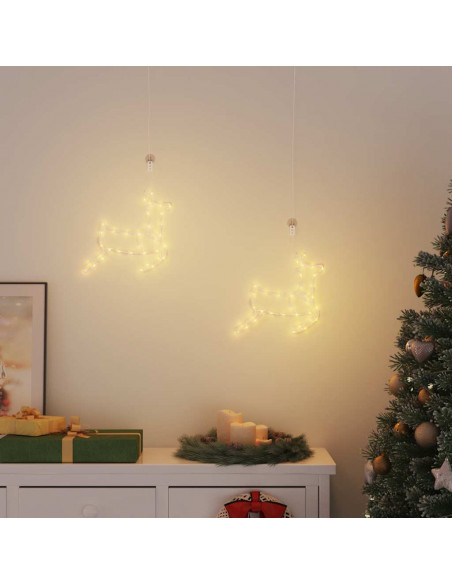 Luci di Natale Silhouette di Renna 2 pz 35 LED Bianco Caldo