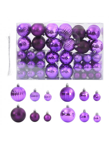 Palline di Natale 100 pz Lilla Ø3/4/6 cm