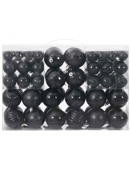 Palline di Natale 100 pz Neri Ø3/4/6 cm