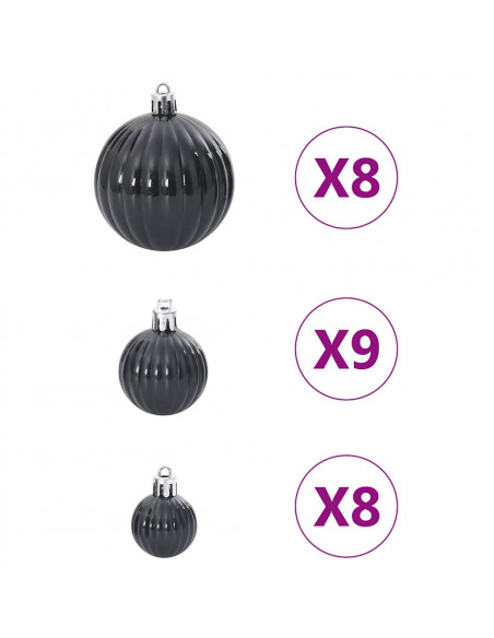 Palline di Natale 100 pz Neri Ø3/4/6 cm