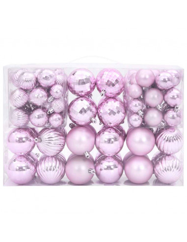 Palline di Natale 100 pz Rosa Ø3/4/6 cm