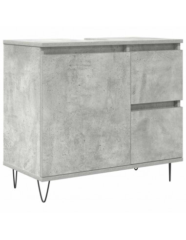 Set Mobili da Bagno 3 pz Grigio Cemento in Legno Multistrato