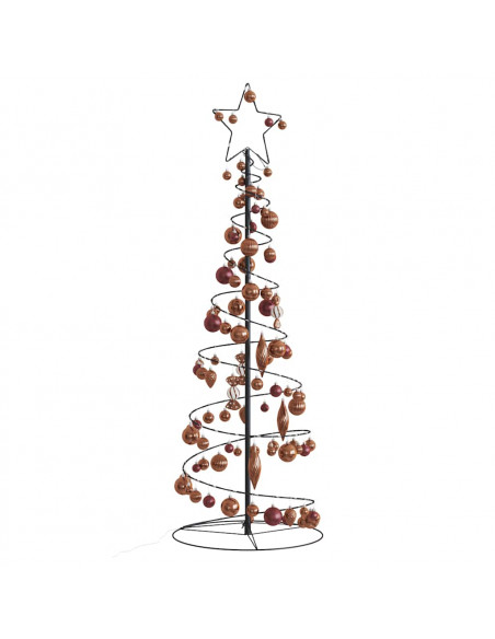 Cono Luminoso Albero Natale Palline 100 LED Bianco Caldo 150 cm