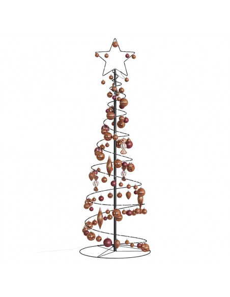 Cono Luminoso Albero Natale Palline 100 LED Bianco Caldo 150 cm