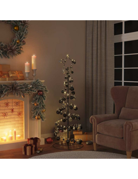 Cono Luminoso Albero Natale Palline 100 LED Bianco Caldo 150 cm