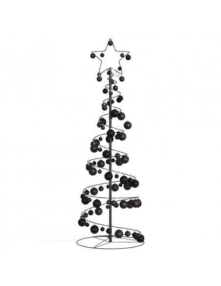 Cono Luminoso Albero Natale Palline 100 LED Bianco Caldo 150 cm